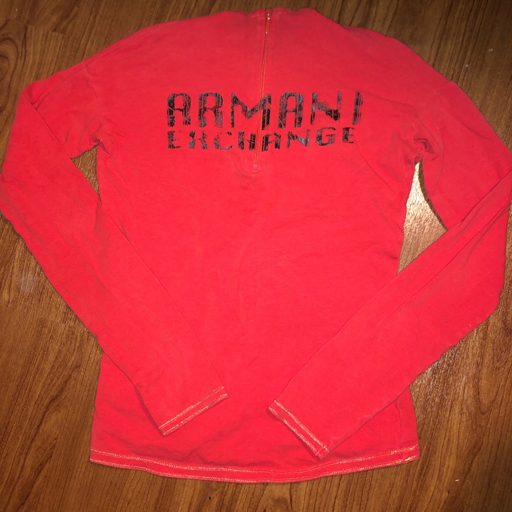 Red Armani exchange quarter zip.